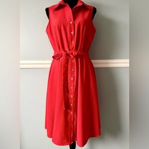 Sharagano Sleeveless Red Midi Dress 10